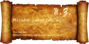 Micska Zakariás névjegykártya